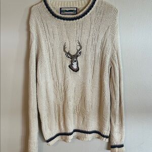 Vintage Gitano Cream Sweater with Deer Embroidery